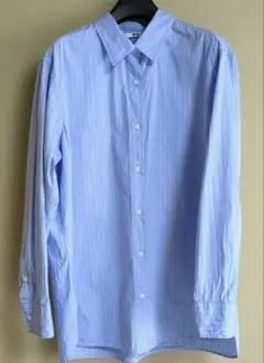 最終お値下げ/ユニクロコットンシャツ/柄 Lサイズ ブルー