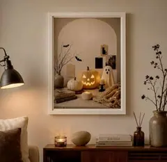 「Halloween Cozy Night 」 アート/ハロウィン/A4/額つき