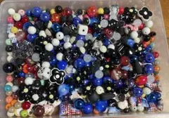 500g　ファンシービーズ　合金ビーズ入　ホワイト系ビーズセット 多種