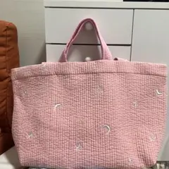 ヌビバッグ トートバッグ マザーズバッグ 刺繍入り ピンク - メルカリ
