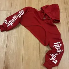 赤いフード付きクロップドパーカー 9Y