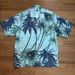 Tommy Bahama シルク100% 開襟 アロハシャツ ターコイズ Mのサムネイル
