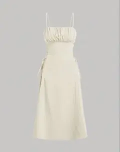 Shein mod リボン キャミワンピースロング ホワイト