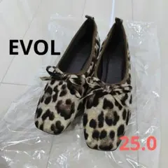【EVOL】ILIMA 甲深スクエアバレエ シューズ レオパード 25.0