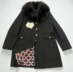 新品未使用　ZARA MANTECO ファー付ウールコート 黒 XL