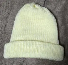 【ハンドメイド】ニット帽 手編み 黄色