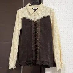 axes femme レース切り替え 長袖トップス