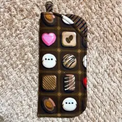 オリジナルデザイン生地　チョコレートシマエナガ柄　Dカン付き メガネケース