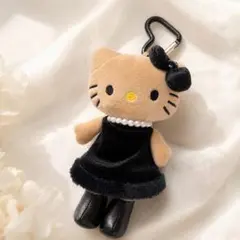 ハローキティ キーホルダー バッグチャーム ブラックドレス パール付き