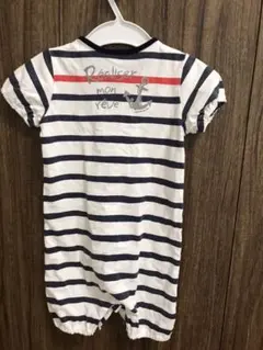 【コムサイズム】美品★男の子用ボーダー柄ロンパース★ツーウェイオール★