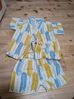 綿製甚平 サイズ90 青・黄・白模様