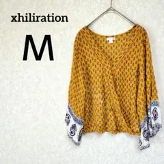 一点物✨xhiliration【Ｍ】Vネック ラップブラウス 花柄 イエロー