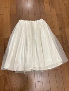 値下げ】春服　膝丈　チュールスカート 白