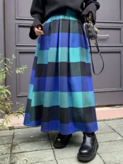 BIRTHDAY BASHパターンチェックボリュームロングスカート