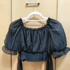 パフスリーブ シフォントップス バックリボン 新品未使用タグ付き