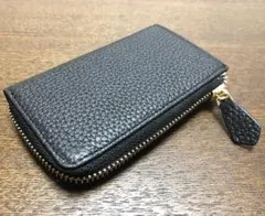 【高級本革】キーケース★L字ファスナー★カード収納2枚★レディース★ブラック