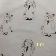 猫柄・生地　　Nellie　&　Mabel 　オックス生地　１ｍ