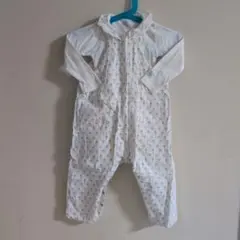 プチバトーホワイト花柄 コットンロンパース