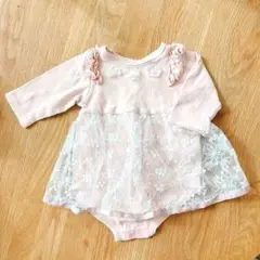 【美品】ピンク フリル レースロンパース