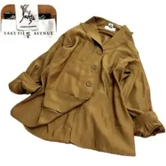 【美品】SAKS FIFTH AVENUE シャツジャケット シルク リネン