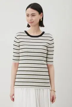 Mila Owen ボーダー リブ 半袖 Tシャツ ミラオーウェンのサムネイル