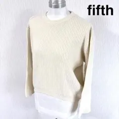 fifth クルーネック リブ ニット セーター ワイドスリーブ アイボリー F
