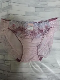 ピンク 花柄刺繍 レースショーツ Lサイズ