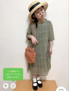 【美品】Discoat mini♡シフォン花柄プリーツワンピース　130㎝