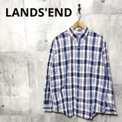 LANDS'END ランズエンド メンズ チェックボタンダウンシャツ M