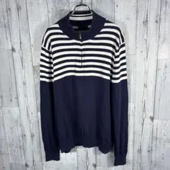 BROOKS BROTHERS メンズハーフジップ ニット ネイビー Lサイズ