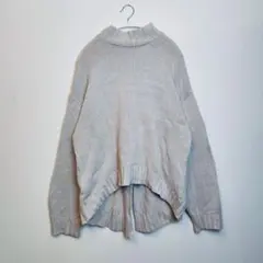 グレイル　F リブ編み ハイネック ラグラン　ニットセーター バックスリット入