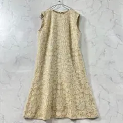 極美品 アマカ リバティワンピース Aライン 花柄 ベージュ L B2278