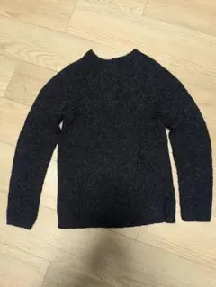 ウール100% ダークグレー クルーネックセーター