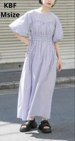 【翌日発送】KBF カーブラインドロストシャーリングロングワンピース 半袖 M