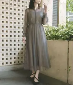 kaene カエン　幾何学チュールワンピース　結婚式　お呼ばれ　オケージョン