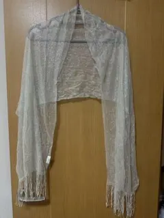 シルバー メッシュ ストール フリンジ付き