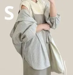 しまむら　choco フーディーボタンシャツ チェック S