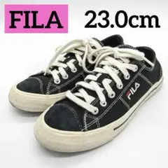 【美品】フィラ　スリッポン ブラック スニーカー ローカット　靴　23 FILA