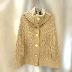 【JILL STUART】ポンチョ　鍵あみニット　ベージュ　カーディガンのサムネイル