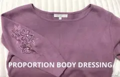 PROPORTION BODY DRESSING 袖刺繍ビジュー七分袖ニット