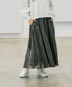 グローバルワーク エアリーリラックスシャイニースカート ブラック SHORT