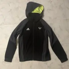 adidas アディダス メッシ　コラボ　フード付きジャケット 黒/ 140