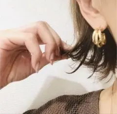 3連 フープピアス ゴールド 韓国 人気 大ぶり レディース 高見え トレンド