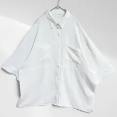 t2614【テラエミュコラボ】シアーオーバーサイズシャツ 白 LL 大きいサイズ