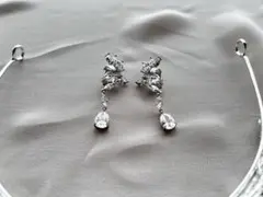 シルバー ティアラとイヤリングセット