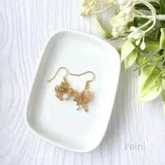 ガラスのお花ピアス イヤリング ハンドメイド