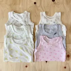 ベビーインナー 70サイズ 6点 動物 花柄 メッシュタンクトップ ロンパース