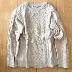 アイボリー ケーブルウォッシャブルニット サイズ120