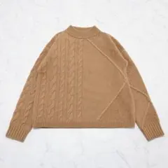 極美品 MaxMara 22年 ウールカシミアケーブルニット キャメル 白タグ