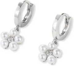 【新品】ARSIS パールフラワー フープピアス シルバー925 プラチナ色